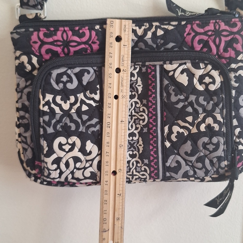 Vera Bradley Scroll Medallion Little Crossbody Bag Retired Pattern Black Purple - Picture 10 of 12
